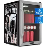 Klarstein - Kühlschrank 70L, Kleiner Kühlschrank mit Herausnehmbaren Ablagen, Leiser Mini Kühlschrank mit Glastür & led, Getränkekühlschrank Klein,