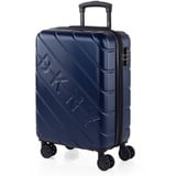 DKNY - Koffer Klein Handgepäck - Handgepäck Koffer 4 Rollen - Koffer Handgepäck 55x40x20 Leicht und Robust - Reisekoffer Klein aus Hochwertigen Materialien, Marine Blau