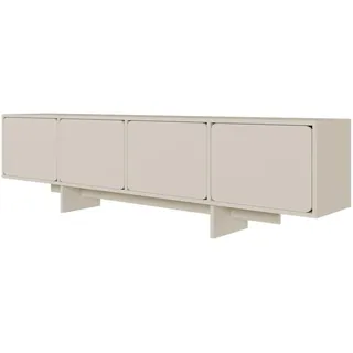 Selsey TV Schrank Lowboard Board Sideboard Fernsehtisch Fernsehschrank 4 Türen Fächer Push to Open 200 cm Graubeige Wuwu