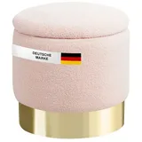 Albatros International Albatros Hocker mit Stauraum Nizza – Sitzhocker mit Stauraum, Modernes Design, Edler Sherpa-Bezug – Sitztruhe oder Sitzbank mit Stauraum – optimal als Fußhocker oder Hocker Schminktisch, Rosa