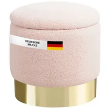 Albatros International Albatros Hocker mit Stauraum Nizza – Sitzhocker mit Stauraum, Modernes Design, Edler Sherpa-Bezug – Sitztruhe oder Sitzbank mit Stauraum – optimal als Fußhocker oder Hocker Schminktisch, Rosa