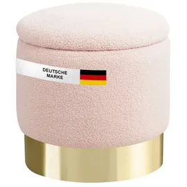 Albatros International Albatros Hocker mit Stauraum Nizza – Sitzhocker mit Stauraum, Modernes Design, Edler Sherpa-Bezug – Sitztruhe oder Sitzbank mit Stauraum – optimal als Fußhocker oder Hocker Schminktisch, Rosa