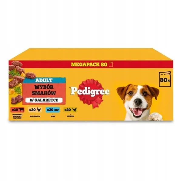 Adult Selection of flavours in jelly - wet dog food - 80x100g