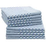 ZOLLNER 10er Set Geschirrtücher - Baumwolle in 54x100 cm - saugstarke und robuste Grubentücher – waschbar bis 95°C – in blau kariert - Gastronomiequalität - Oeko Tex® Zertifiziert