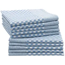 ZOLLNER 10er Set Geschirrtücher - Baumwolle in 54x100 cm - saugstarke und robuste Grubentücher – waschbar bis 95°C – in blau kariert - Gastronomiequalität - Oeko Tex® Zertifiziert