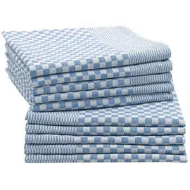 ZOLLNER 10er Set Geschirrtücher - Baumwolle in 54x100 cm - saugstarke und robuste Grubentücher – waschbar bis 95°C – in blau kariert - Gastronomiequalität - Oeko Tex® Zertifiziert