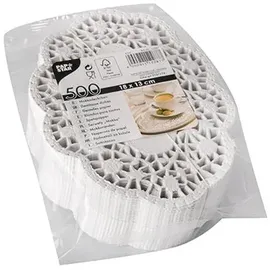 Papstar 500 Mokkadeckchen oval 18 cm x 13 cm weiss