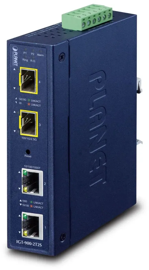 PLANET Industrial 2-Port Netzwerk Medienkonverter Blau