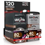 120 Hörgerätebatterien Größe 312 PR41 (Braun) Phono-Pulse-Technologie Hearing Evolution - 120 Batterien: 80 Udivita + 40 Rayovac