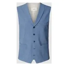 CARL GROSS Slim Fit Anzugweste mit Lanawoll-Anteil Modell Warren blau 54