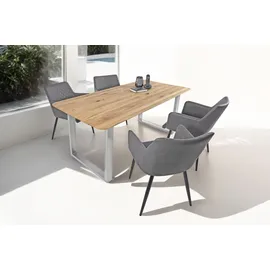 Sam Esszimmertisch Schweizer Kante massiv & geölt Eiche 160x85 silber U-Gestell Lotte