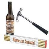 3-teiliges Geschenkset/Zollstock mit Namens-Gravur, Handwerker-Bier und Flaschenöffner,Hammer'/ Echte Kerle/Männergeschenk/Handwerker/Vatertag/Geburtstag, Zollstöcke Namen:Tobias