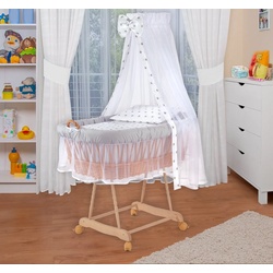 Waldin Stubenwagen Baby Stubenwagen-Set mit Ausstattung,XXL grau