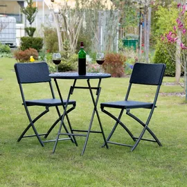Relaxdays Bastian Set 3-tlg. Tisch Ø 60 x 75,5 cm schwarz klappbar