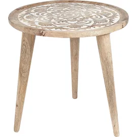 Beliani Beistelltisch 2er Set SAKITA Mango Holz Braun / Weiß