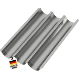 Wellgro Baguette-Blech - für bis zu 3 Baguettes - Baguetteblech mit Antihaftbeschichtung - 38,5 x 28,5 x 4 cm