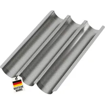 Wellgro Baguette-Blech - für bis zu 3 Baguettes - Baguetteblech mit Antihaftbeschichtung - 38,5 x 28,5 x 4 cm