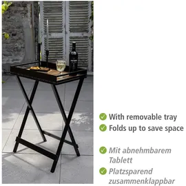 Wenko Beistelltisch Taba schwarz mit Tablett Mod. zertifiziertes Akazienholz