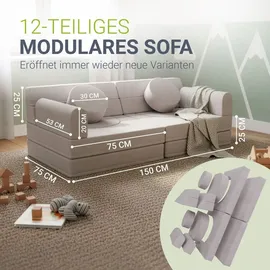 Juskys Kindersofa Kayo  mit Burgmotiv Polyester beige