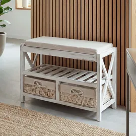 Mendler HWC-C48 45 x 65 x 34 cm Sitzbank Schuhregal weiß / weiß