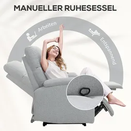 Homcom Relaxsessel, Fernsehsessel mit Liegefunktion, Gepolstert TV-Sessel mit Leinenoptik, Liegesessel mit Taschenfederkern, Ruhesessel bis 150 kg belastbar für Wohnzimmer, Sessel, Relaxsessel