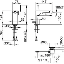 Keuco Edition 11 Einhebel-Bidetmischer Verchromt 51109010000