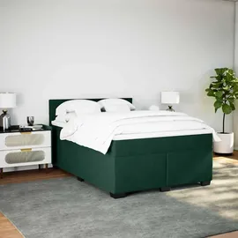 vidaXL Boxspringbett 140 x 200 cm Dunkelgrün