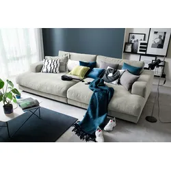 KAWOLA Big Sofa MADELINE Stoff silber