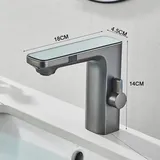Intelligente Badarmatur - Waschbecken Mischbatterie mit Sensor - Berührungslos - Warm- und Kaltwasser - Einhebel, Einloch, Deckmontage - Grau