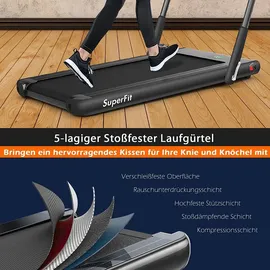 Goplus 2 in 1 Klappbares Laufband, kompaktes Laufmaschine mit 1-12 KM/H Geschwindigkeit, mit Fernbedienung oder App, Led-anzeige & Bluetooth für Büro & Zuhause, bis 120 kg belastbar