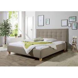 Polsterbett MAINTAL "Retlaw", braun (hellbraun), B:218cm H:105cm L:213cm, Betten, Bettseiten zerlegt, ohne Bettkasten