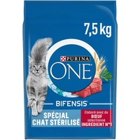 PURINA ONE Bifensis Katzenfutter sterilisiert | Trockenfutter mit Rindfleisch für ausgewachsene Katzen | Beutel mit 7,5 kg