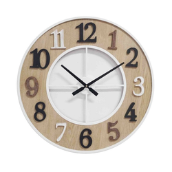Bigbuy Uhr Wanduhr Metall Holz Holz MDF Kristall 45 x 60 x 60 cm