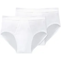 SCHIESSER Essential white double rib sports briefs with a fly L 2er Pack