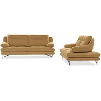 2-Sitzer CALIA ITALIA "Cezanne, italienisches Designsofa mit erstklassigem Sitzkomfort" Sofas Gr. B/H/T: 180cm x 90cm x 109cm, Struktur (100% Polyester), mit Sitztiefenverstellung, gelb (35 senape) wahlweise mit Sitztiefenverstellung