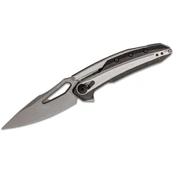 Zero Tolerance ZT-0990 Flipper Knife Stonewashed Drop Point Blade, Carbon Fiber Handles with Steel O