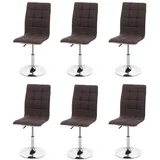 6er-Set Stuhl HWC-C41, Esszimmerstuhl, höhenverstellbar drehbar, Stoff, braun
