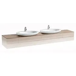 LAUFEN Alessi One Möbeldeckplatte H4246240976311 2400x12x500mm, 2 Ausschnitte mittig, weiß