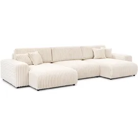 s-style möbel Wohnlandschaft Plüschcord 2-Sitzer Beige