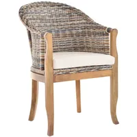 Krines Home Relaxsessel Rattan-Sessel mit Holzbeinen, Sessel aus echtem Rattan- mit Polster, Rattanstuhl, Clubsessel bunt