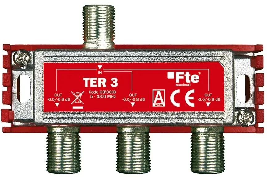 TER 3 terrestrischer Verteiler (3-Ausgänge, 5-1000 MHz, Classe A, F-Anschluss, Schirmungsmaß: > 100 dB)