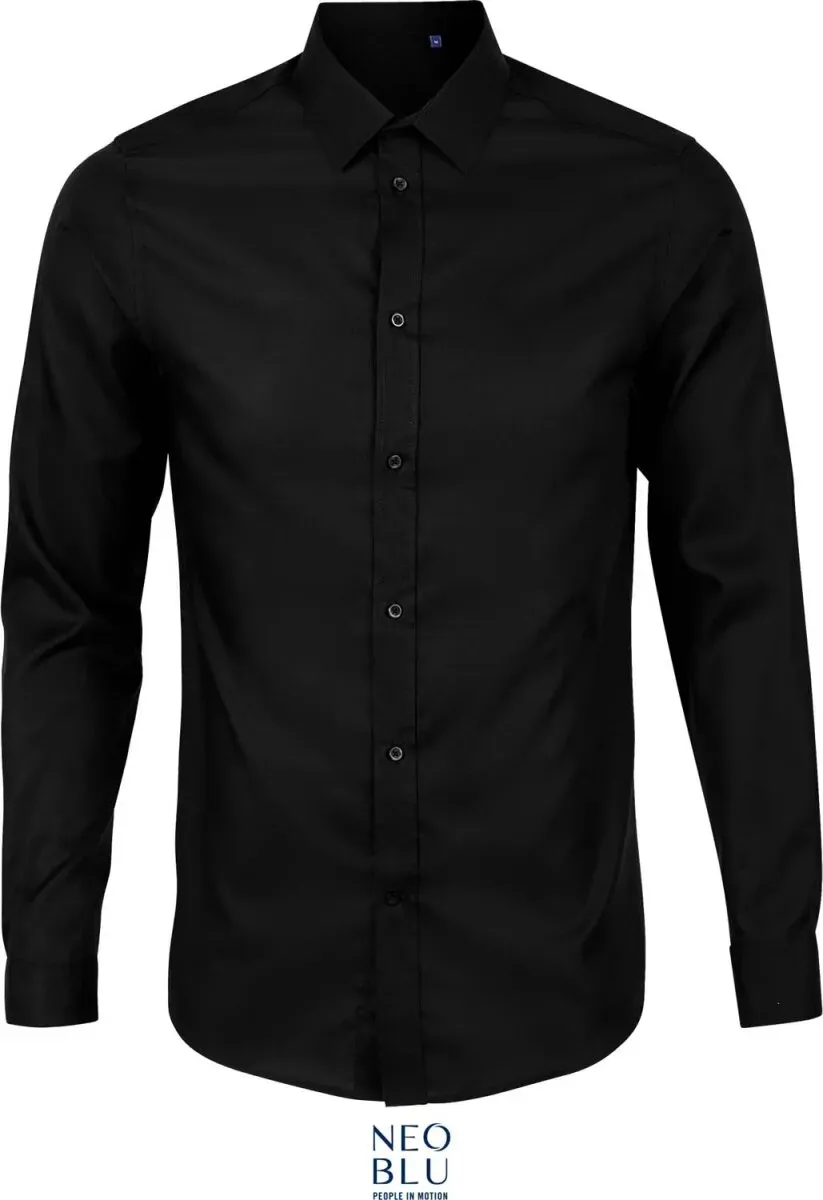 NEOBLU Herren Micro-Twill Hemd langarm Blaise Men deep black M