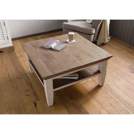 MASSIVMOEBEL24.DE Toulouse Weiß Mangoholz 85 x 85 x 45 cm