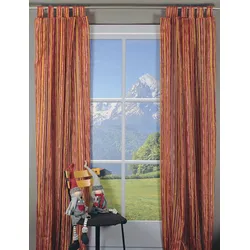 Gardine "Wallersee" Gr. 1, rot (terra, burgund), B:120cm H:245cm, Polyester, HOSSNER - ART OF HOME DECO, Gardinen, Schlaufenschal im zeitlosen Design