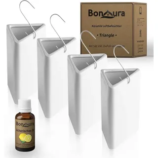 BonAura 4x Luftbefeuchter Heizung Keramik Wasser Verdunster Heizkörper Dreieckig, Duftöl