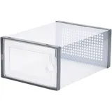 Generisch Schuhboxen,Schuhboxen Stapelbar Transparent, Schuh-Organizer aus Kunststoff,Schuhkarton mit Deckel, Schuhaufbewahrung für Stöckelschuhe, Stiefeletten, Pumps (grau L)