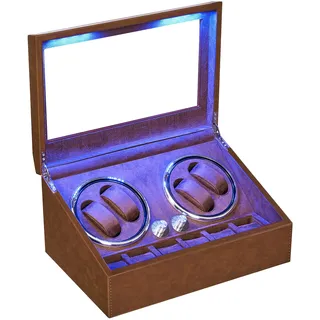 ANWBROAD Uhrenbeweger für Automatikuhren 4 Uhren+6 extra Speicherplätze 4 Drehmodis mit super leisem Mabuchi Luxuriöser Automatik Uhrenbeweger Watch Winder Uhrendreher Karbonfaser JWW002Z