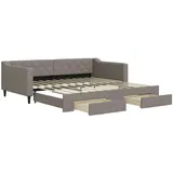 vidaXL Tagesbett Ausziehbar mit Schubladen Taupe 100x200 cm Stoff