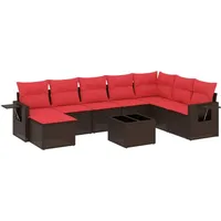 vidaXL Gartensofa-Set mit Kissen, braun, Polyrattan