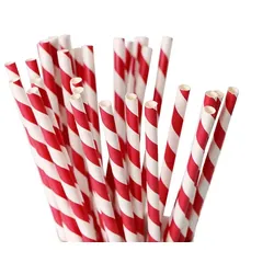 cwpack 1000x Papier Trinkhalme 6x200mm rot/weiss